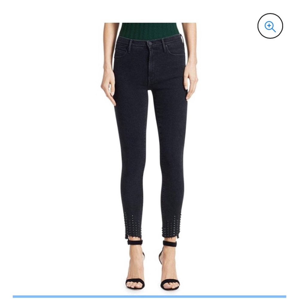 NWT MOTHER Stunner Ankle Zip Skinny w/ Studded Step Hem in Wrong Side of Tracks